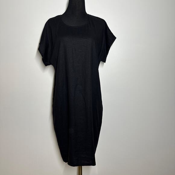 NWT Universal Standard Black Sarah Dress Linen Midi Oversized Relaxed Fit XS - Picture 4 of 11